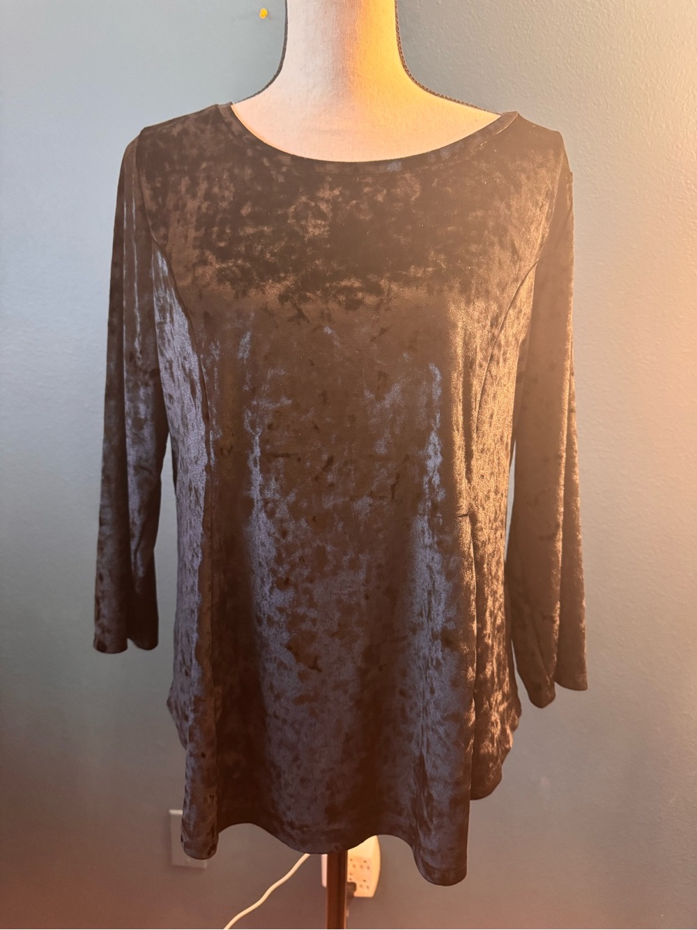 Westport Black Crushed Velvet Scoop Neck Tunic